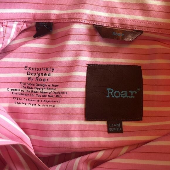 ROAR BUTTON Shirt, Pink/White, Size M - Picture 5 of 8